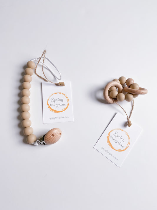 Baby Natural Wood & Silicone Teether: 3 M+