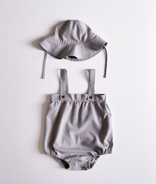 Plaid Baby Romper with a Hat